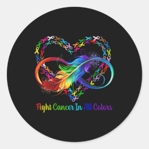 Bestrijd kanker in alle en elke kleur regenboog li ronde sticker