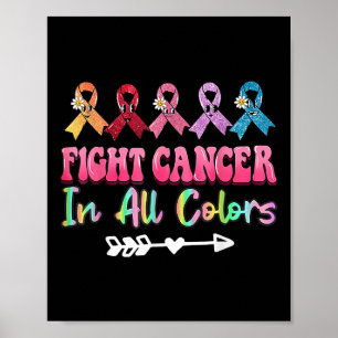 Bestrijd kanker in alle kleuren borstkanker bewust poster