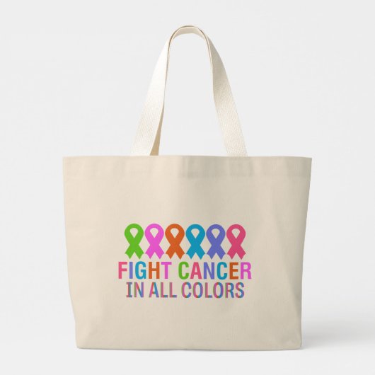 bestrijd kanker in alle kleuren kleurrijke lintkan grote tote bag (Achterkant)