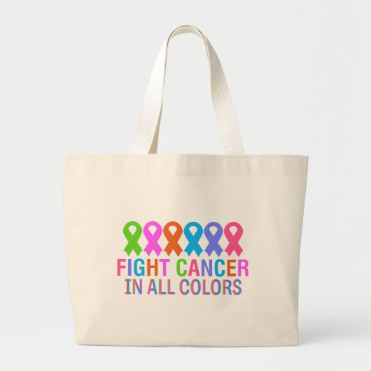 bestrijd kanker in alle kleuren kleurrijke lintkan grote tote bag (Voorkant)