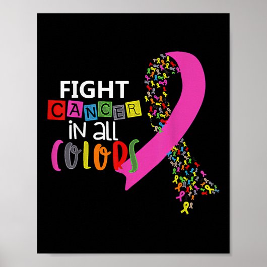 Bestrijd kanker in alle kleuren lint kanker bewust poster (Voorkant)