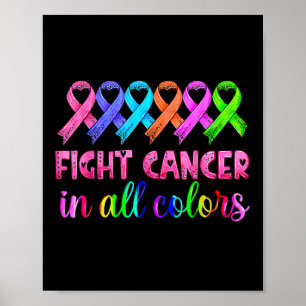Bestrijd kanker in alle kleuren veer borstkanker A Poster