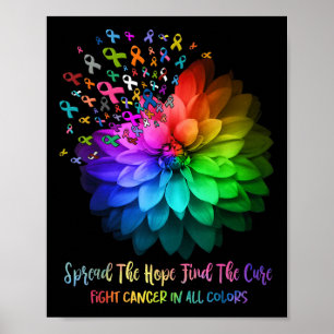 Bestrijd kanker in alle kleuren verspreid de hoop  poster