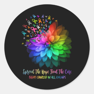 Bestrijd kanker in alle kleuren verspreid de hoop  ronde sticker