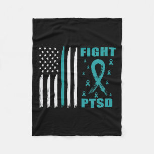 Bestrijd PTSS Blauwgroen lint en vlag Fleece Deken