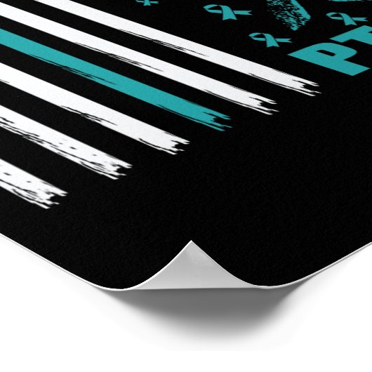 Bestrijd PTSS Blauwgroen lint en vlag Poster (Hoek)