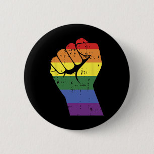 Bestrijd vuist tegen de regenbooghandbek Gay Lgbt Ronde Button 5,7 Cm