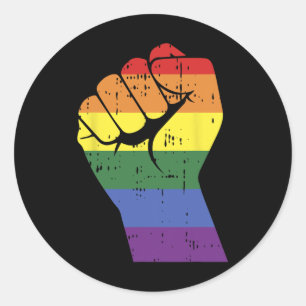 Bestrijd vuist tegen de regenbooghandbek Gay Lgbt Ronde Sticker