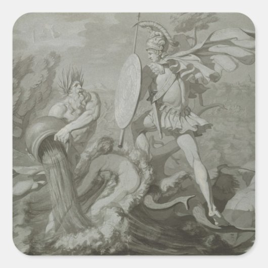 Bestrijding van Achilles met de rivier de Scamande Vierkante Sticker (Voorkant)