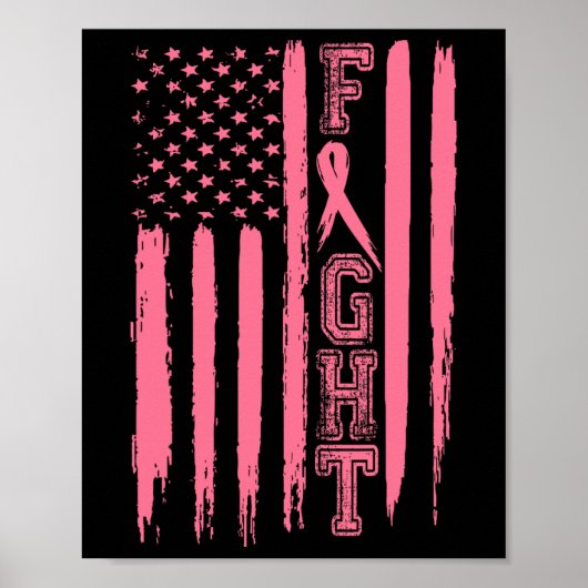 Bestrijding van borstkanker Amerikaanse vlag Borst Poster (Voorkant)