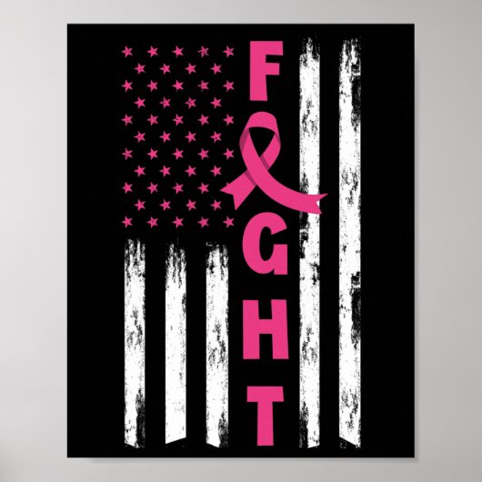 Bestrijding van borstkanker Amerikaanse vlag borst Poster (Voorkant)