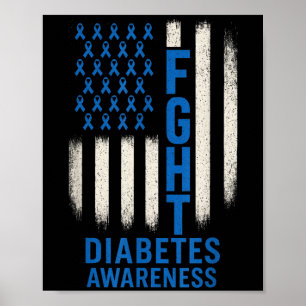 Bestrijding van diabetes bewustzijn - US Flag Supp Poster