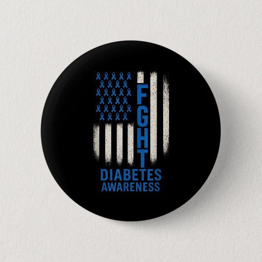 Bestrijding van diabetes bewustzijn - US Flag Supp Ronde Button 5,7 Cm (Voorkant)