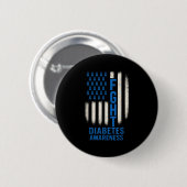 Bestrijding van diabetes bewustzijn - US Flag Supp Ronde Button 5,7 Cm (Voorkant /achterkant)