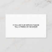 Bestrijding van dieren en plagen visitekaartje (Achterkant)