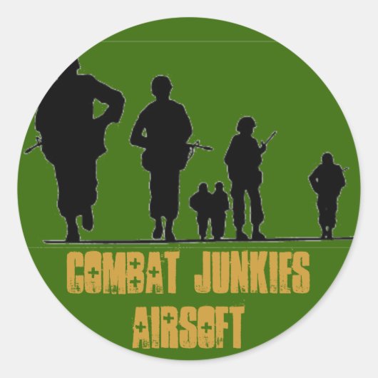 BESTRIJDING VAN JUNKIES AIRSOFT RONDE STICKER (Voorkant)