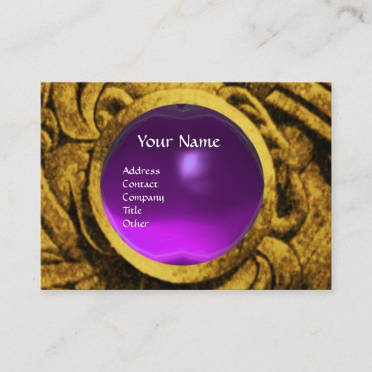 BESTRIJDING VAN MONOGRAM Gold Paarse Amethyst Visitekaartje (Voorkant)