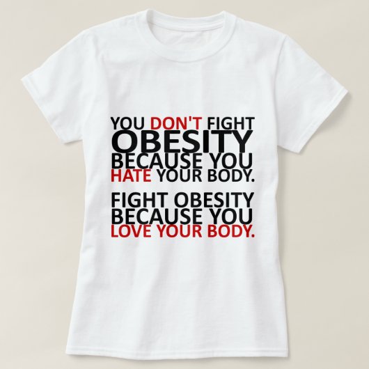 Bestrijding van obesitas t-shirt (Design voorkant)