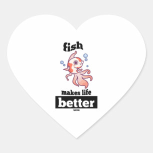 Bestrijding van vis, zoutwatervis, zoetwatervis hart sticker