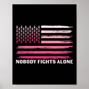 Bestrijdt alleen borstkanker USA vlag roze lint Poster