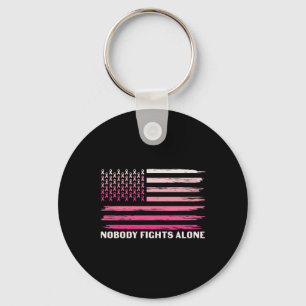 Bestrijdt alleen borstkanker USA vlag roze lint Sleutelhanger