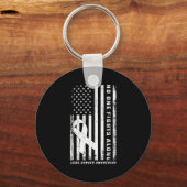 Bestrijdt longkanker alleen Amerikaanse vlag witte Sleutelhanger (Voorkant)