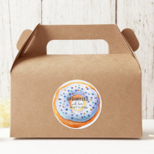 Bestrooid met liefde blauw donut baby shower ronde sticker