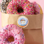 Bestrooid met liefde blauw donut baby shower ronde sticker