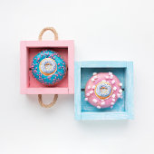 Bestrooid met liefde blauw donut baby shower ronde sticker