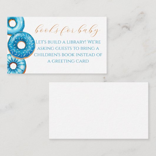 Bestrooid met liefde Donut Baby shower Book Drive Informatiekaartje (Voorkant / Achterkant)