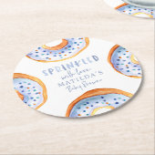 Bestrooid met liefde roze donut baby shower ronde kartonnen onderzetter (Gebogen)