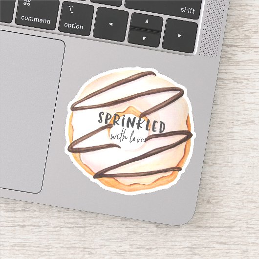 Bestrooid met liefde waterverf donut sticker (Detail)