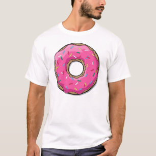 Bestrooit de Roze Doughnut van de cartoon met T-shirt