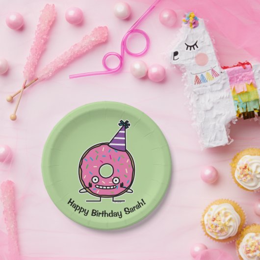 Bestrooit het roze suikerglazuur van de Doughnut Papieren Bordje (Feest)