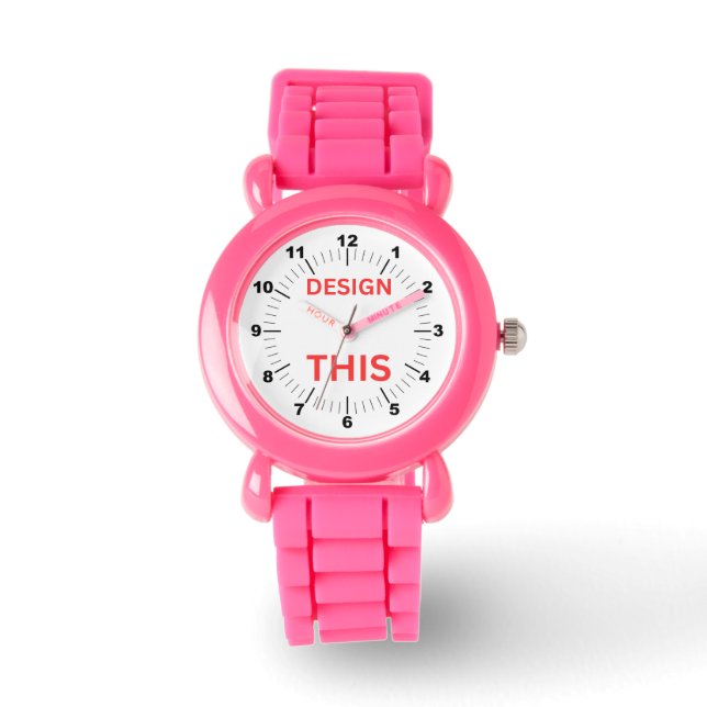 BESTSELLER! Kind Leather Strap Watch - ⌚- Roze Horloge (Voorkant)