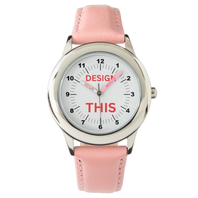 BESTSELLER! Kind Leather Strap Watch - ⌚ Roze Horloge (Voorkant)