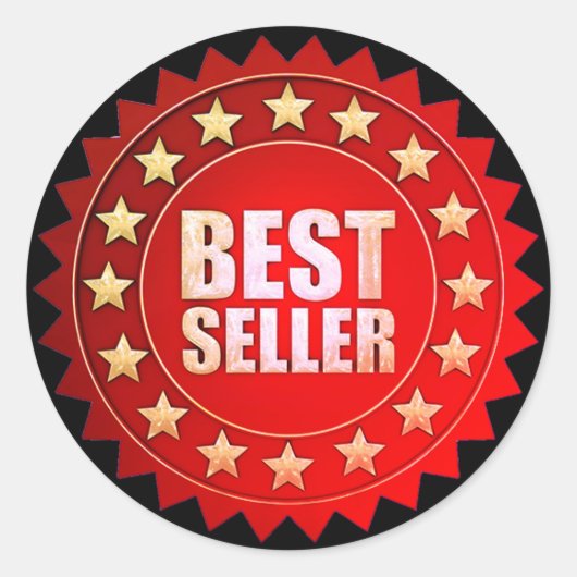 Bestseller Rood Ronde Sticker (Voorkant)