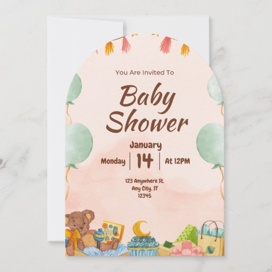 BESTSELLER! uitnodiging tot baby shower (Voorkant)