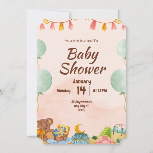 BESTSELLER! uitnodiging tot baby shower (Voorkant)