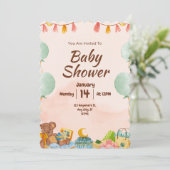 BESTSELLER! uitnodiging tot baby shower (Staand voorkant)
