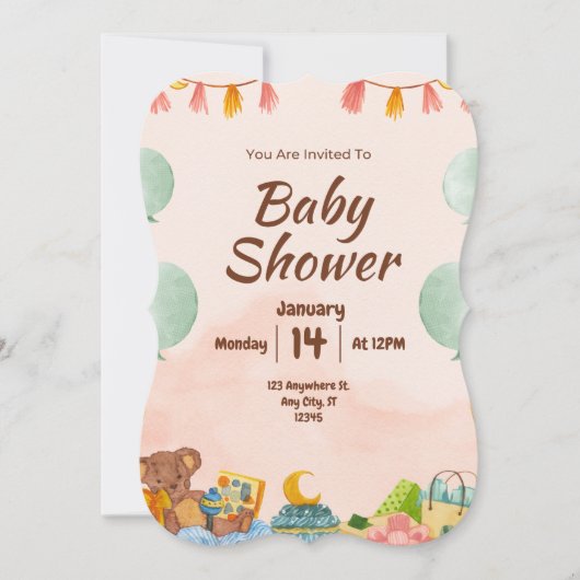 BESTSELLER! uitnodiging tot baby shower (Voorkant)