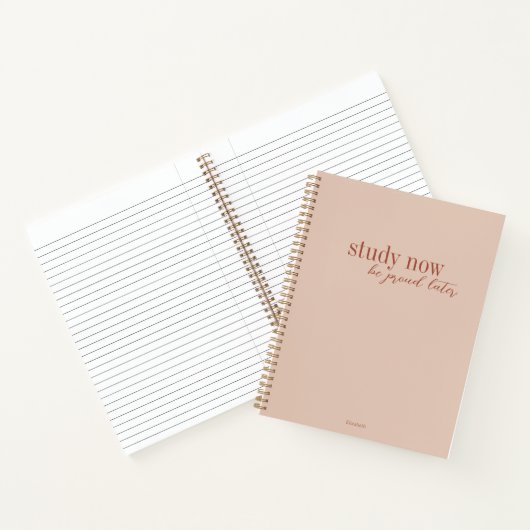 Bestudeer nu, wees later trots retro donkerroze st notitieboek (Binnen)