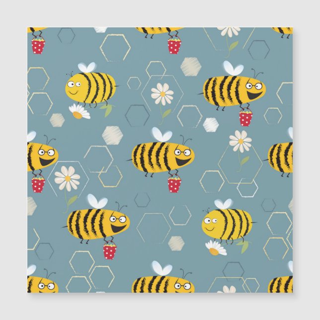 Bestuivende bijen, bloeiende tuin scène. (Voorkant)