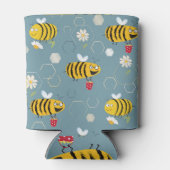 Bestuivende bijen, bloeiende tuin scène. blikjeskoeler (Achterkant)