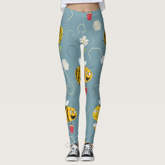 Bestuivende bijen, bloeiende tuin scène. leggings