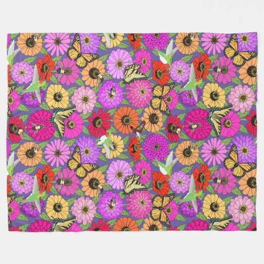 bestuivers en zinnia's fleece deken (Voorkant (Horizontaal))