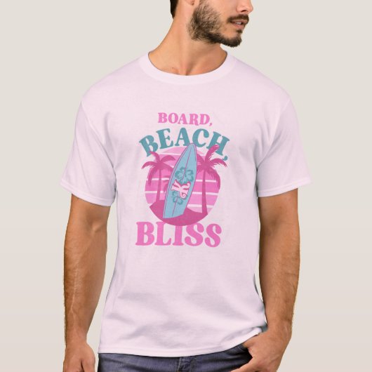 Bestuur, Strand, Zomer Surfen Bliss T-shirt (Voorkant)