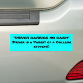 "BESTUURDER DRAAGT GEEN KASMIDDEL" BUMPERSTICKER (Op auto)
