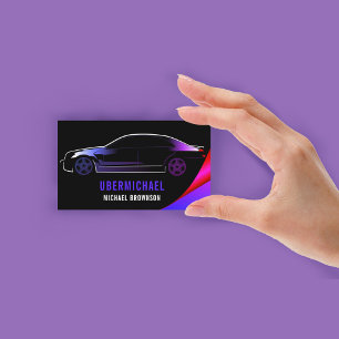 Bestuurder Metallic Auto Zwart paars neon Auto Visitekaartje