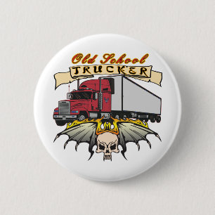 Bestuurder oude schoolvrachtwagen ronde button 5,7 cm